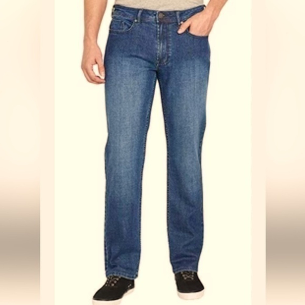 Buffalo David Bitton Men's Jackson-X Straight Leg Blue Denim Jeans (38W X 30L)